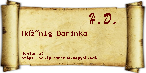 Hönig Darinka névjegykártya